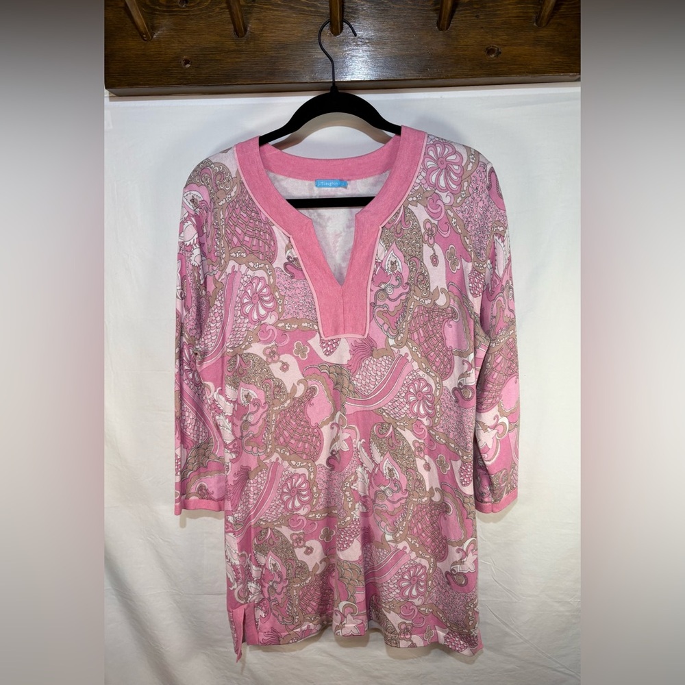 J McLaughlin Sweater Pink Paisley Tunic Women’s Large